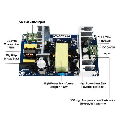 DC 36V 출력 전압 AC/DC 변환판 100-240V 5A 180W 스위칭 전원 공급 모듈