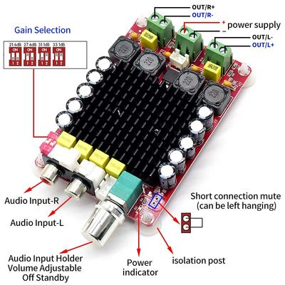 CA-7498 디지털 증폭기 보드 DC14-34V 2*100W 과열 보호 TDA7498