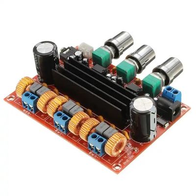 TPA3116D2 증폭기 모듈 50Wx2 + 100W 2.1 채널 디지털 전력 증폭기 보드(DC 12-24V 입력 포함)
