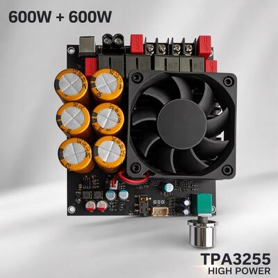 600W+600W 듀얼 TPA3255 앰프 보드 팬 냉각 클래스 D 스테레오 앰프 보드 DC18-50V