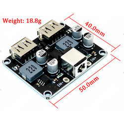 DC-DC 버크 변환기 충전 감소 모듈 6-32V 9V 12V 24V가 퀵 차저 이사회 듀얼 USB QC3.0 QC2.0을 금식시킵니다