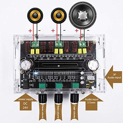 3채널 오디오 증폭기 모듈 DC 6-100V 80W*2+100W 출력 전력 전문 오디오 시스템