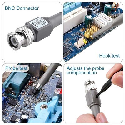 P6100 BNC 테스터 도구 오실로스코프 프로브 키트 100MHz 1X 10X 클립 2개 세트