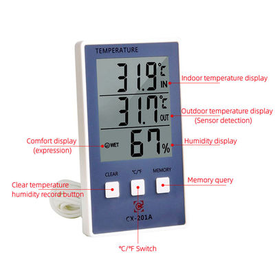 1.8F 정확도 온도 습윤계 차기이월 LCD 디스플레이 센서 프로브 기상 관측소