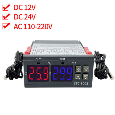 탐침 12V 24V 220V와 STC-3008 디지털 온도계 제어기 2 릴레이 출력