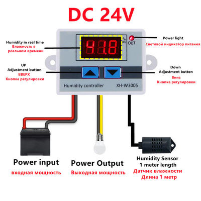 XH-W3005 DC 12V-220V 10A 디지털 습도 컨트롤러 0-99 RH 범위 모니터링 시스템