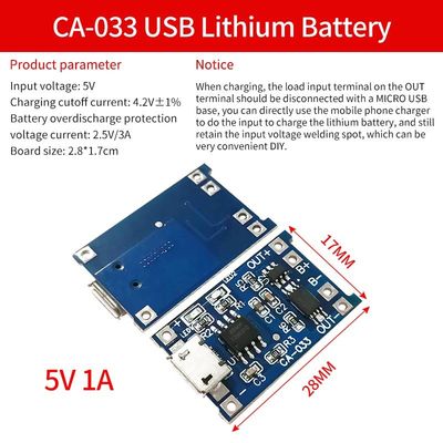 타입 C/마이크로 USB 5V 1A 18650 TP4056 리?? 배터리 충전 모듈 충전판 보호 듀얼 기능 1A 리-I