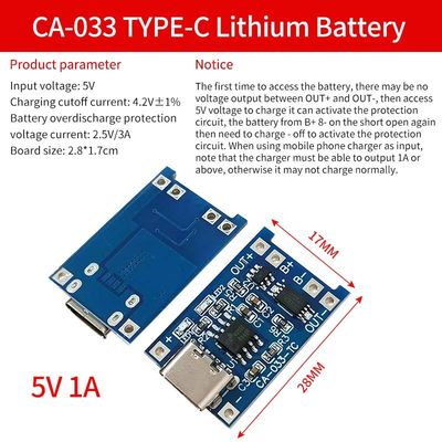 타입 C/마이크로 USB 5V 1A 18650 TP4056 리?? 배터리 충전 모듈 충전판 보호 듀얼 기능 1A 리-I