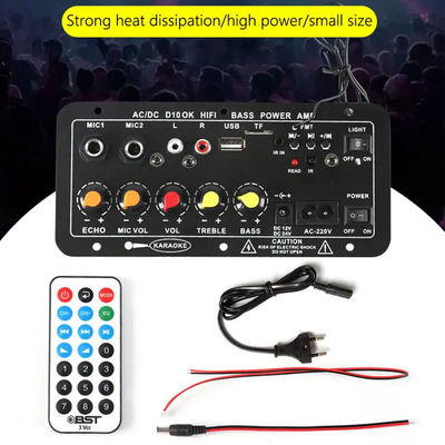 D10 12V 24V 서브우퍼 디지털 전력 증폭기 보드 무선 오디오 스테레오 BT 5.0 듀얼 마이크 카라오케 앰프 스피커 Acc