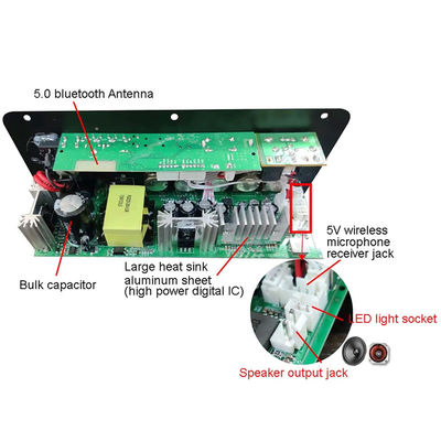 D100W 블루투스 5.0 전력 증폭기 보드 AC 220V DC 12-24V 5V 무선 모듈 8-12 인치