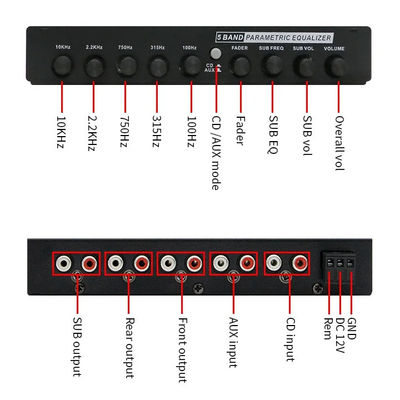 24v 증폭기 EQ5 세그먼트 Aux Equalizer 자동차 오디오 EQ 튜닝 크로스오버