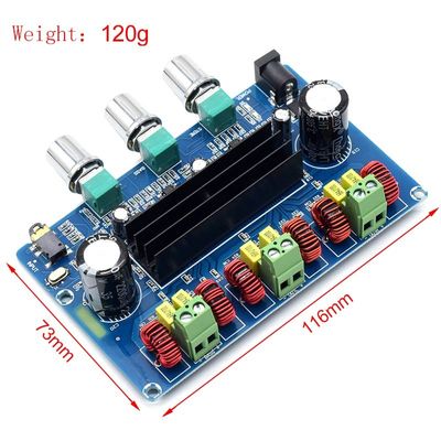 CA-3166B 블루투스 5.0 증폭기 보드 2*50W+100W 2.1 채널 TPA3116D2 DC12~24V 전원 공급 장치