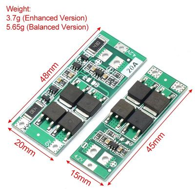 2S 20A 7.4V 8.4V 18650 리?? 배터리 보호 보드 표준/균형 다이 BMS 18650