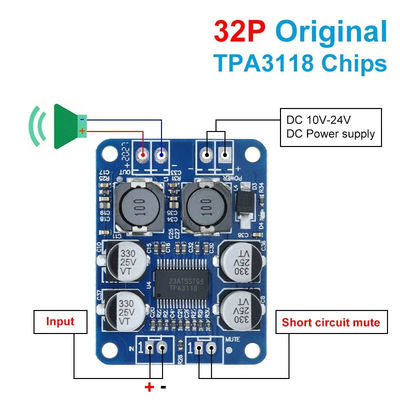 CA-3118 증폭기 보드 1*60W 8-24V TPA3118 PBTL 모노 클래스 D 디지털 전력 증폭기 오디오 보드