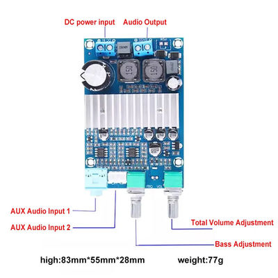 CA-3316A 디지털 전력 증폭기 보드 100W D 클래스 BASS AMP와 TPA3116 칩 12-24V