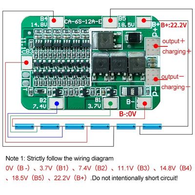 CA-6S-12A-E 24V PCB BMS 보호판 6 팩 18650 리온 리?? 배터리 모듈