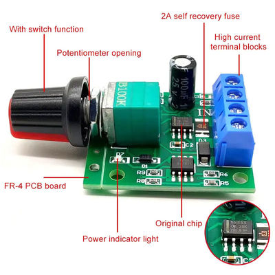 CA-102A PWM 모터 속도 조절기 2A 30W 1.8V 3V 5V 6V 12V DC 모터 가버너 속도 조절기