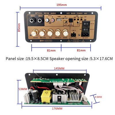 가정 및 자동차 오디오용 2.0 채널의 100W BT 모노 증폭장치