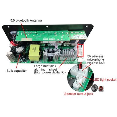 블루투스 5.0 및 카라오케 및 서브우퍼용 듀얼 마이크 입력으로 100-300W 자동차 오디오 증폭기 보드