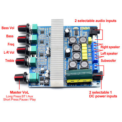 2.1 채널 홈 앰플리퍼 TPA3116D2 2*50W 100W 스테레오 오디오 이퀄라이저 5.0 HIFI 파워 서브위퍼