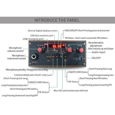 2x10W 블루투스 5.0 스테레오 메인보드 MP3 디코더와 FM 라디오 기능