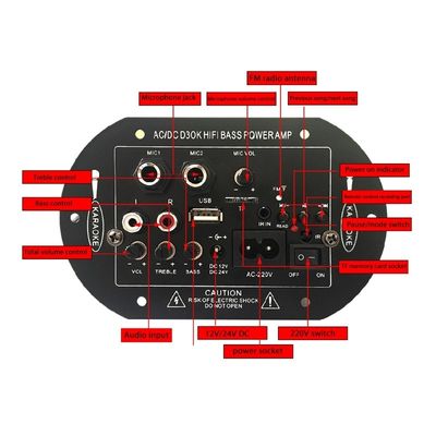 2채널 블루투스 4.2 및 12V 24V 220V 오디오 증폭장치