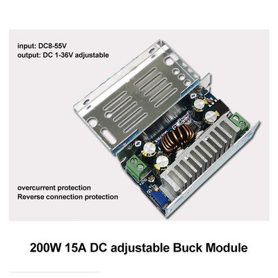 200W DC-DC Buck 모듈 15A 단계 다운 변환기 8-55V ~ 1-36V 표준 장착