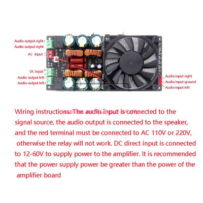 2X500W D급 디지털 스테레오 전력 증폭기 보드 12V-48V 자동차 카라오케 홈 극장 서브우퍼 스피커