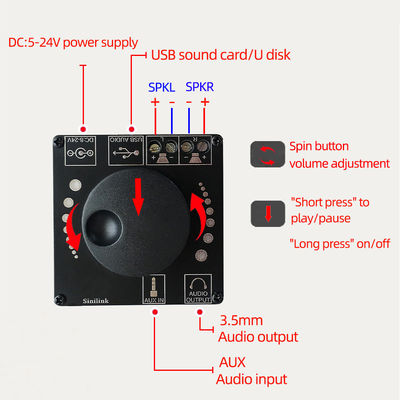BT 5.0 및 HIFI 음질과 함께 2x50W 듀얼 채널 디지털 전력 증폭기 보드