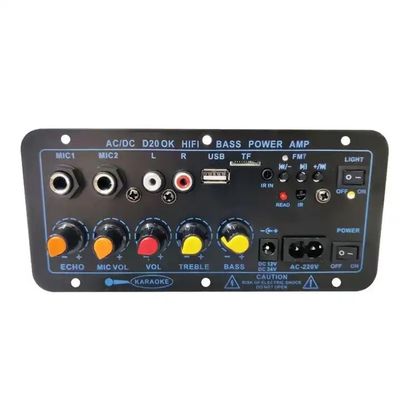 D20 60-200W BT 증폭기 보드 자동차 스테레오 증폭기 서브우퍼 USB FM 라디오 TF 플레이어 듀얼 마이크
