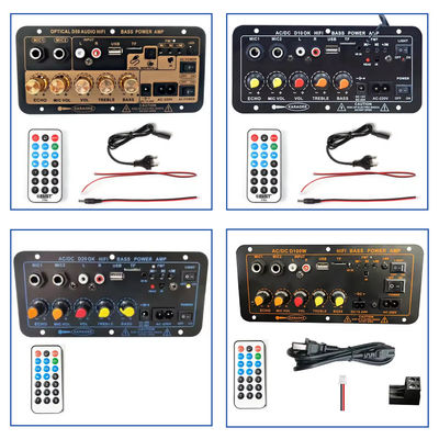 D50 증폭기 보드 광학 오디오 BT AMP USB FM 라디오 TF 플레이어 검은색
