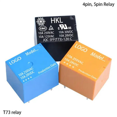 PCB 미니 전자레일 T73 전력 10A 10amp 1 Co Dc 5V 12V 24 24V 24vdc 4 핀 5pin 5pin