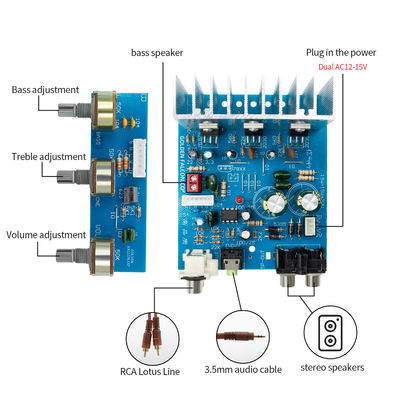 TDA2030 서브우퍼 전력 증폭기 보드 모듈 2.1CH 15W*2 30W 스테레오 오디오 증폭기