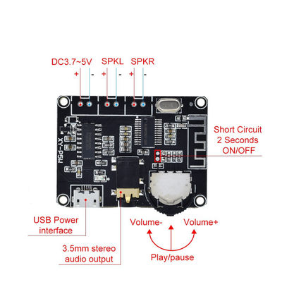 PAM8406 BT 5.0 DIY Kit 선형 오디오 전력 증폭기 보드 DC3.7-5V 스테레오 오디오 XY-P5W