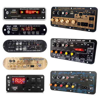 D50 증폭기 보드 광학 오디오 BT AMP USB FM 라디오 TF 플레이어 검은색