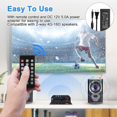 AK-380 USB SD 오디오 전원 증폭기 400W 2.0 CH 하이파이 스테레오 AMP 스피커 블루투스 5.0Amp 리시버