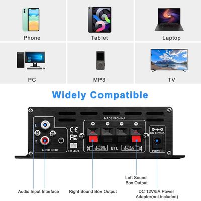 AK-380 블루투스 5.0 및 2.0 CH 하이파이 스테레오와 함께 400W 전력 증폭기 홈 오디오