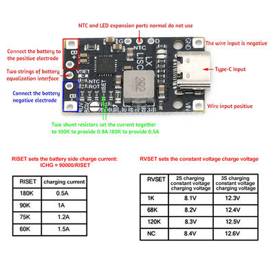 C형 USB 2/3S BMS 15W 8.4V 12.6V 1.5A 리?? 배터리 충전 부스 모듈