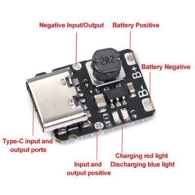 5V 충전 및 방하 통합 모듈 3.7V 4.2V 18650 리?? 배터리 충전 부스 전원 보드 보호 유형-c