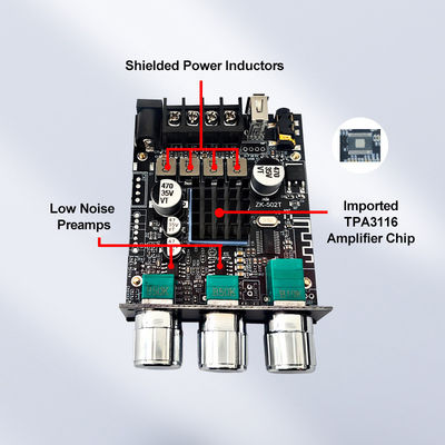 TPA3116D2 서브우퍼 오디오 증폭기 모듈 ZK-502T 2 채널 오디오 스테레오 보드 2 * 50W 바스 AMP 및 AUX 통신