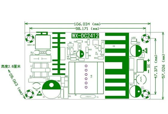 WX-DC2412 스위칭 전원 공급 보드 100W 고전력 공급 모듈 맨 보드 AC DC 24V4A