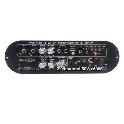 D1200 2.0 채널 50W+50W BT 디지털 증폭기 보드 자동차 가정 DJ 사용용 12V 재충전 가능한 서브우퍼&quot;