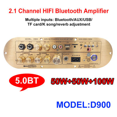수입 IC 블루투스 보드 2.1 채널을 가진 고전력 D900 2x50W + 100W 가정용 증폭기