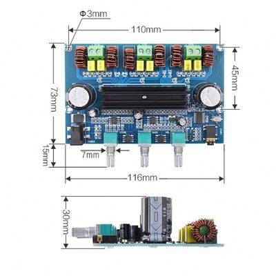 100W+2x50W 고전력 출력을 갖춘 2.1 채널 Bluetooth 5.0 디지털 증폭기 보드
