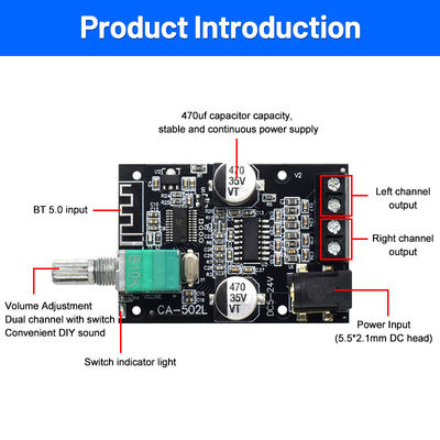 ZK-502L 2.0 채널 디지털 증폭기 보드 홈 극장 HIFI 증폭기 BT5.0 50WX2 금속 재료 스테레오 보드 ZK-502L