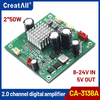CA-3138A 5V 듀얼 채널 증폭기 보드 2x50W 8-24V 입력