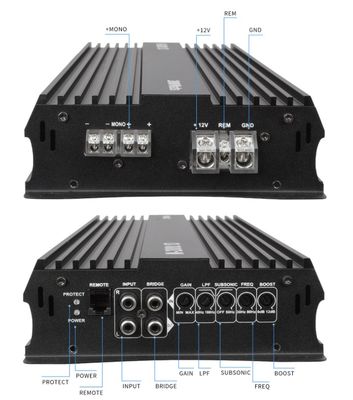 고출력 12V 2000W 카 오디오 파워 앰프 2000와트 모노 클래스 D 서브우퍼 크로스오버 포함