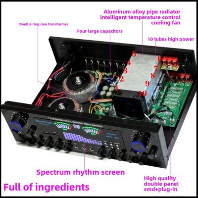 AV-888BT 2800W 가정용 노래방 듀얼 링 파워 앰프 신형 모델 7.1 채널 존 튜닝 고출력 메탈 구조