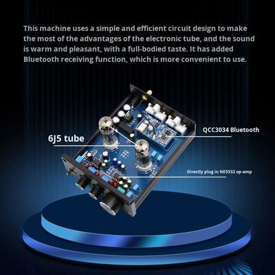 오디오파일 HIFI 진공관 프리앰프 6J5 QCC3034, BT 5.1 무선 홈 앰프용, 저음 및 고음 조절 프리앰프