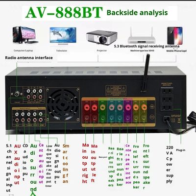 슈트:홈 극장 세트 7.1 채널 AV-888BT 증폭기 사이클론 9번 스피커 10인치 서브우퍼